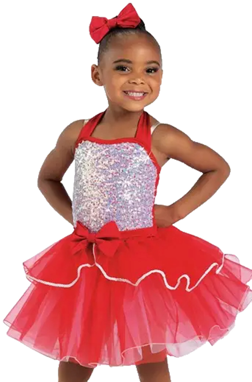 Weissman Songs 14357 Red Tulle Dance Showtime Sequin Red Pageant sz S C